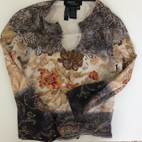 Vintage Items Beaded Long Sleeve Shirt - Picture 1 of 3